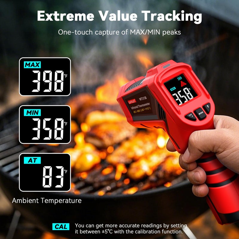 Wintact Laser Infrared Thermometer Gun, -58°F to 1112°F Surface Heat Temperature Gun, Non-Contact Digital Thermometer for Kitchen Cooking Food, Pizza Oven, BBQ, Griddle, Soap Making, HVAC - Image 3